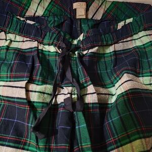 J. Crew Green Navy and Cream Plaid Lounge Pants